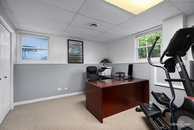 1316 Carol Ln, Naperville, IL 60565 - carpeted office space featuring a paneled ceiling and baseboards