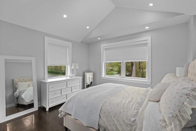 15 Reliance Ln, Lincolnshire, IL 60069 - bedroom with vaulted ceiling, dark wood-style floors, and recessed lighting