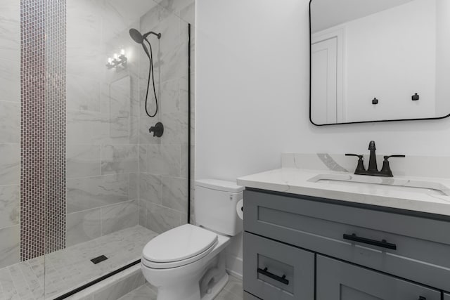 15 Reliance Ln, Lincolnshire, IL 60069 - full bathroom featuring a tile shower, toilet, and vanity