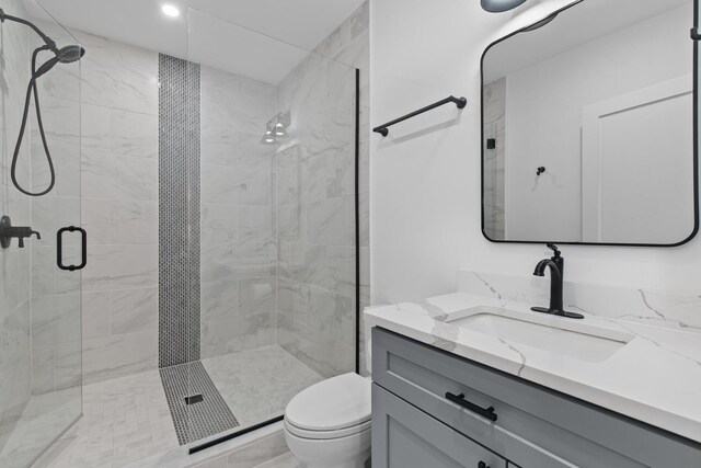 15 Reliance Ln, Lincolnshire, IL 60069 - bathroom with a shower stall, toilet, and vanity