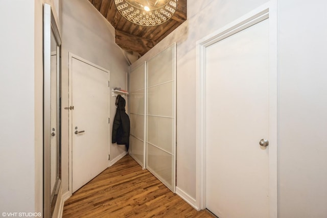 225 W Huron St Unit 507, Chicago, IL 60654 - corridor with wood ceiling and wood finished floors