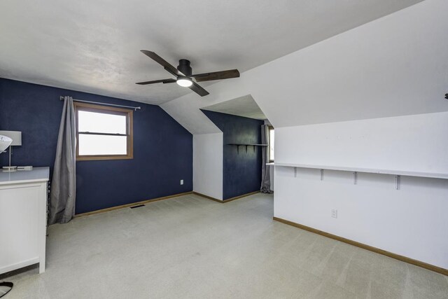 3128 Frans Ct, Winthrop Harbor, IL 60096 - bonus room featuring carpet, baseboards, ceiling fan, and vaulted ceiling