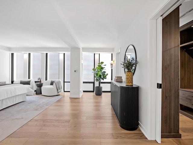 bedroom featuring light wood finished floors