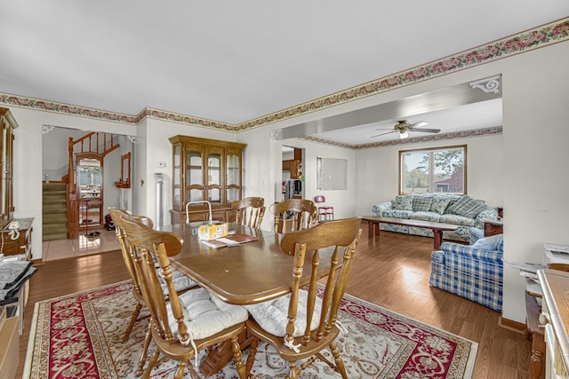 23505 S 88th Ave, Green Garden, IL 60423 - dining area with stairway, wood finished floors, and a ceiling fan