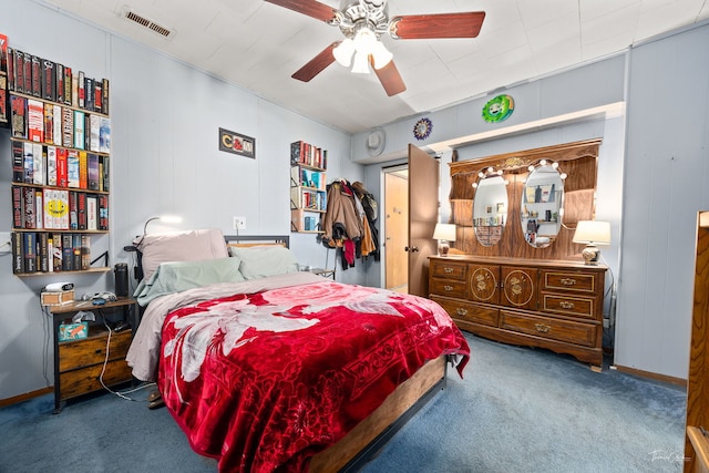 2862 S Keeley St, Chicago, IL 60608 - carpeted bedroom featuring ceiling fan, baseboards, and visible vents