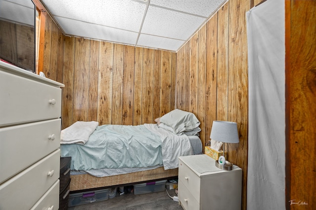2862 S Keeley St, Chicago, IL 60608 - bedroom with a drop ceiling and wooden walls