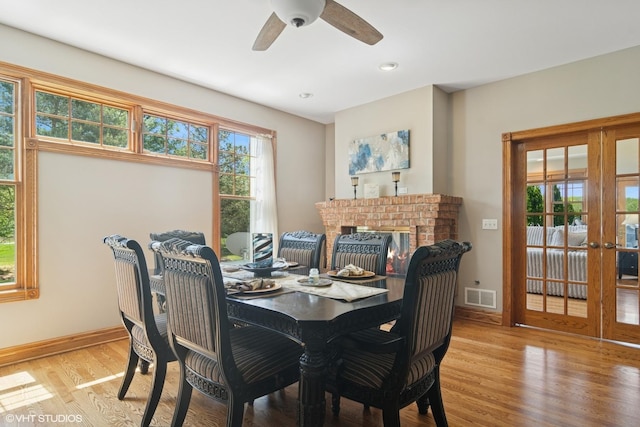 26464 N Bittersweet Trl, Mundelein, IL 60060 - dining area featuring french doors, light wood finished floors, ceiling fan, baseboards, and recessed lighting