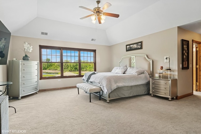 26464 N Bittersweet Trl, Mundelein, IL 60060 - bedroom with carpet floors, lofted ceiling, baseboards, and a ceiling fan