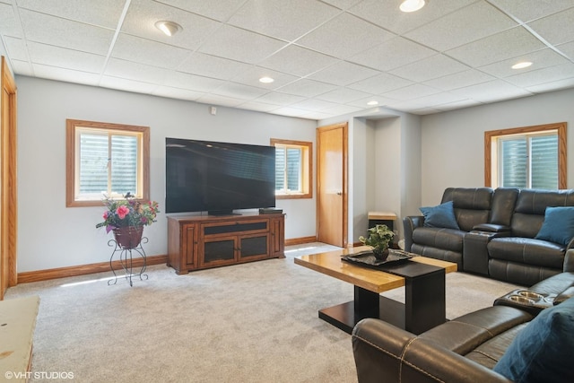 26464 N Bittersweet Trl, Mundelein, IL 60060 - carpeted living area featuring baseboards, healthy amount of natural light, recessed lighting, and a drop ceiling