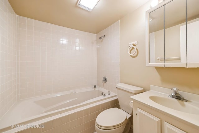 3714 W Lake Shore Dr, Wonder Lake, IL 60097 - full bathroom featuring toilet, tiled shower / bath combo, and vanity