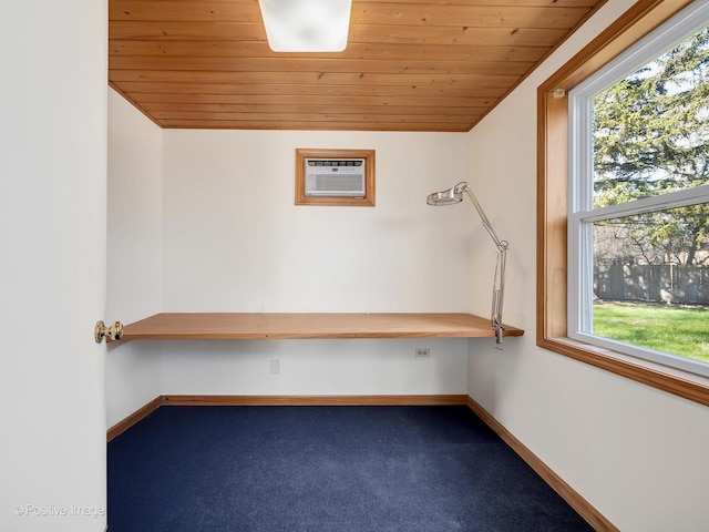 504 S Pierce Ave, Wheaton, IL 60187 - carpeted empty room with wood ceiling, healthy amount of natural light, and a wall unit AC