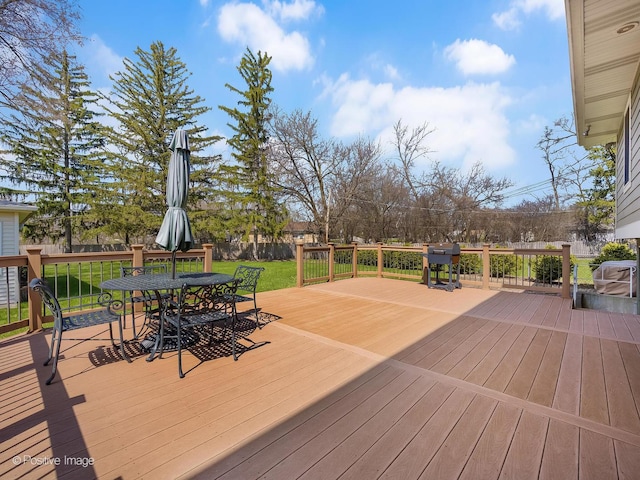 504 S Pierce Ave, Wheaton, IL 60187 - wooden terrace with outdoor dining area, area for grilling, and a lawn