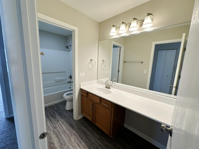 6604 Pasture Side Trl, Matteson, IL 60443 - bathroom featuring vanity, toilet, shower / tub combination, and wood finished floors