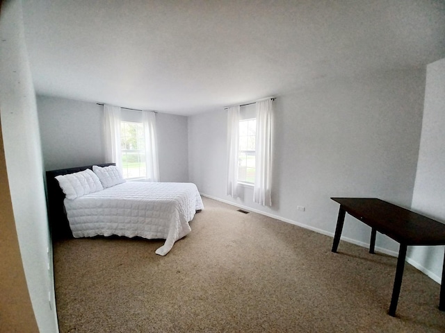 bedroom with multiple windows, carpet, and baseboards