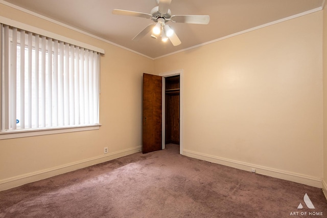 10041 S Calumet Ave, Chicago, IL 60628 - unfurnished bedroom featuring carpet, ornamental molding, baseboards, a closet, and a ceiling fan