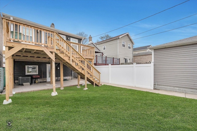 3530 S Union Ave, Chicago, IL 60609 - view of yard with fence, a deck, central AC, a patio, and stairway