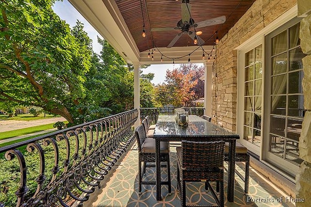305 S Wright St, Naperville, IL 60540 - balcony featuring outdoor dining space and ceiling fan