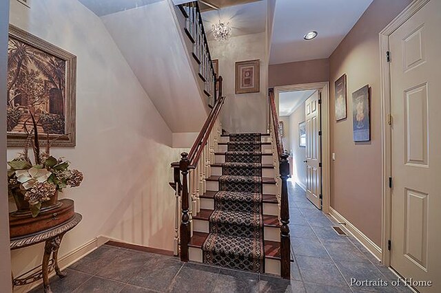305 S Wright St, Naperville, IL 60540 - staircase featuring baseboards and recessed lighting
