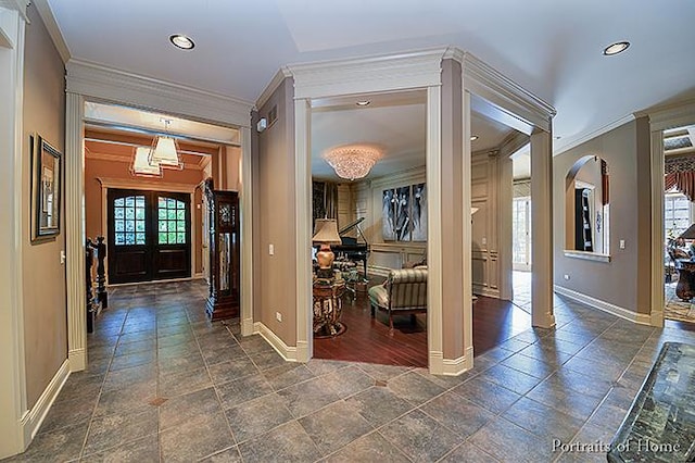 305 S Wright St, Naperville, IL 60540 - entrance foyer with plenty of natural light, baseboards, and ornamental molding