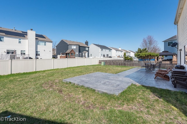 view of yard featuring a residential view, a patio area, and a gazebo