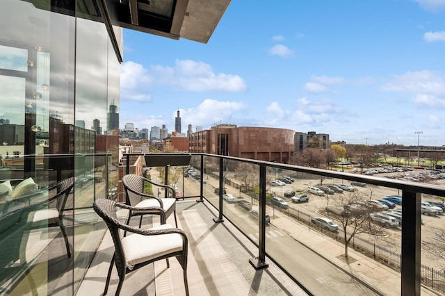 balcony with a view of city