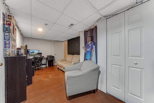 9163 Falcon Greens Dr, Lakewood, IL 60014 - office space with a paneled ceiling and concrete floors