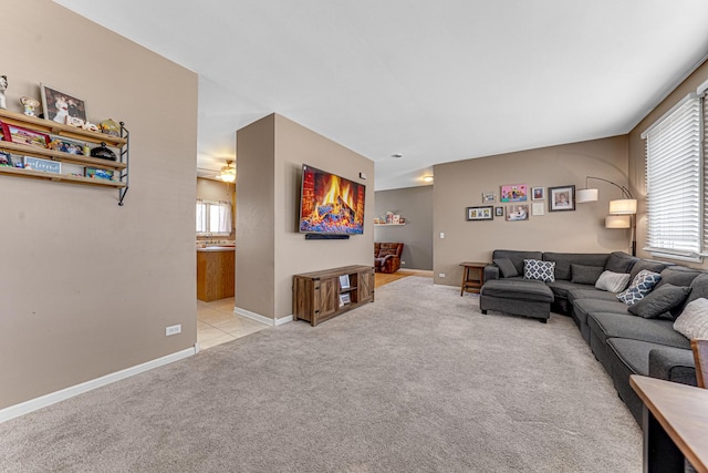 9163 Falcon Greens Dr, Lakewood, IL 60014 - living room with light colored carpet, healthy amount of natural light, and baseboards
