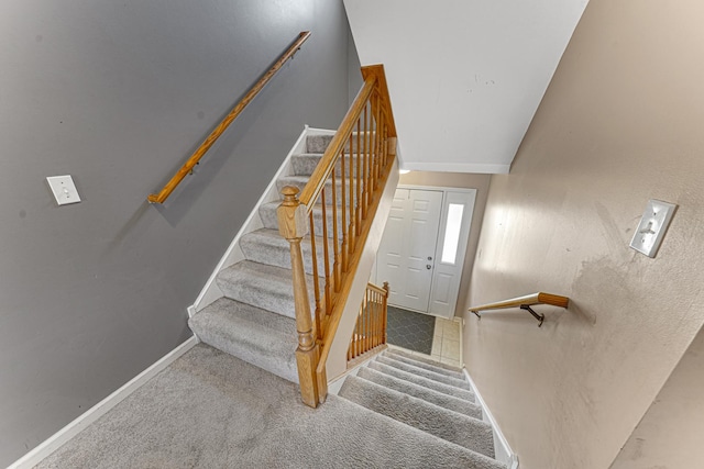 9163 Falcon Greens Dr, Lakewood, IL 60014 - stairway with baseboards and carpet flooring