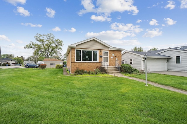 11501 S Normandy Ave, Worth, IL 60482 - bungalow-style house with a front lawn, brick siding, driveway, and a garage