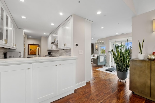 518 Winnetka Ave Unit 301, Winnetka, IL 60093 - bar featuring recessed lighting, backsplash, and dark wood-style floors