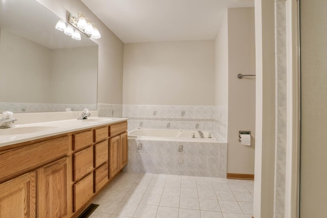 13860 Steeples Rd, Lemont, IL 60439 - full bathroom with tile patterned flooring, a garden tub, and double vanity