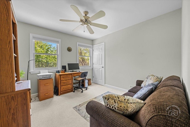 585 Apache Dr, Batavia, IL 60510 - office with light carpet, baseboards, and ceiling fan