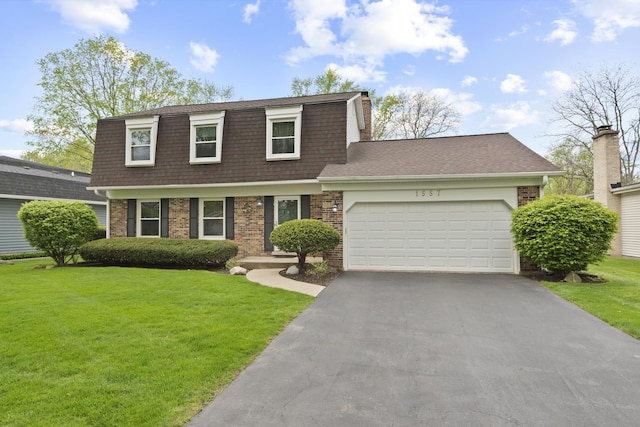 1557 Swallow St, Naperville, IL 60565 - dutch colonial featuring driveway, roof with shingles, a garage, and a front yard