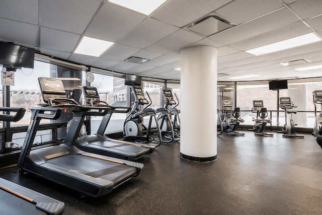 5415 N Sheridan Rd Unit 3004, Chicago, IL 60640 - gym featuring healthy amount of natural light and a paneled ceiling