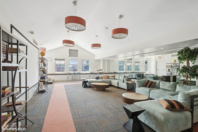 lobby featuring lofted ceiling