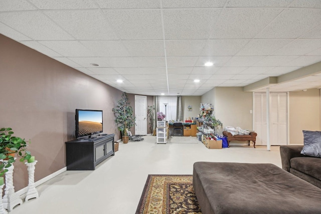10409 Evendale Dr, Huntley, IL 60142 - living area featuring recessed lighting, a paneled ceiling, and baseboards