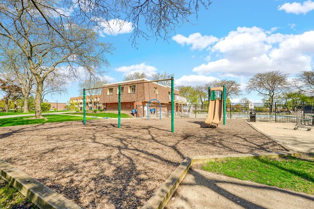 communal playground with fence