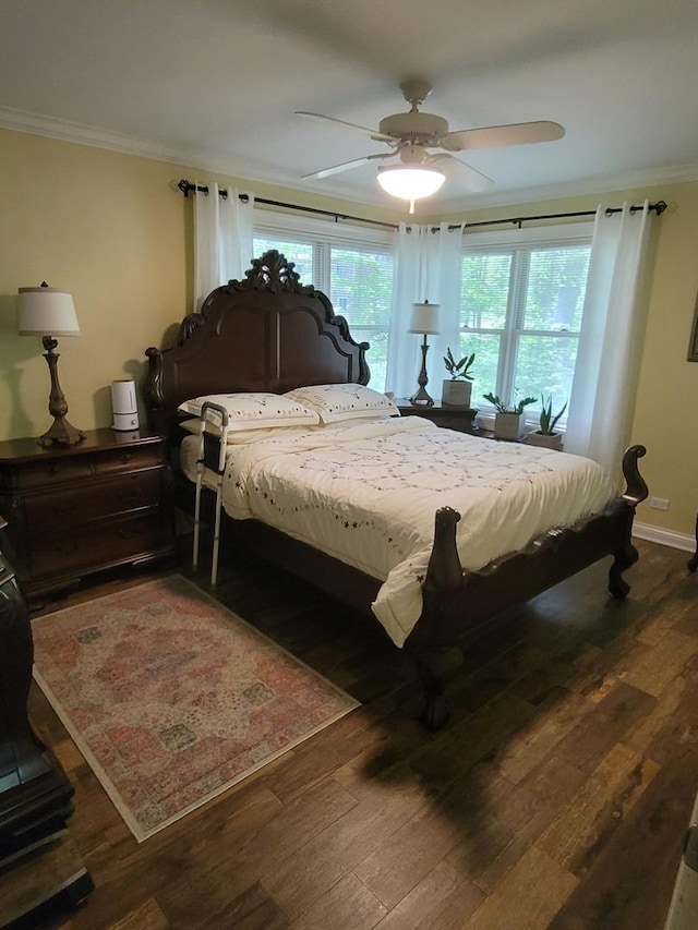 6N241 Roselle Rd, Roselle, IL 60172 - bedroom featuring ornamental molding, wood finished floors, and ceiling fan