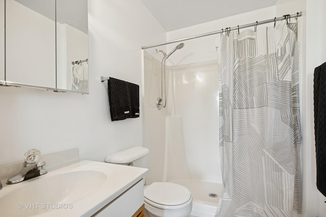 1443 Spring Brook Ct Unit 1B, Round Lake Beach, IL 60073 - bathroom with toilet, a shower stall, and vanity