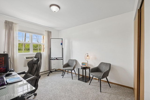 1443 Spring Brook Ct Unit 1B, Round Lake Beach, IL 60073 - office space with carpet floors, an AC wall unit, and baseboards