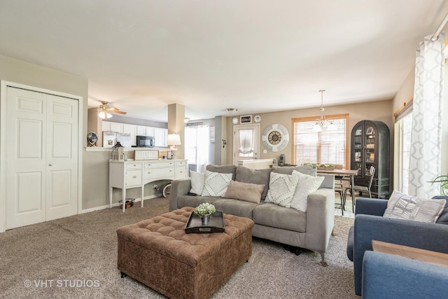 1222 Hillsborough Ct Unit 1222, Crystal Lake, IL 60014 - living area featuring carpet and ceiling fan
