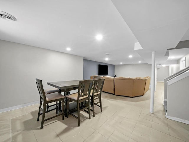417 Oglesby Ave, Calumet City, IL 60409 - dining area featuring visible vents, baseboards, and recessed lighting
