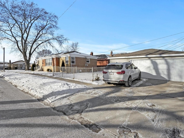 417 Oglesby Ave, Calumet City, IL 60409 - ranch-style house with fence, brick siding, driveway, a residential view, and a garage