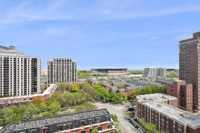 aerial view with a city view