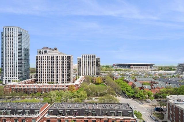 aerial view featuring a view of city