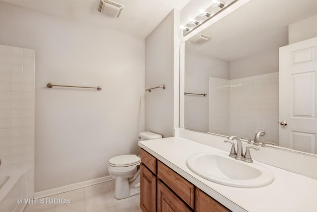 3115 Town Square Dr Unit 303, Rolling Meadows, IL 60008 - bathroom with toilet, vanity, baseboards, tile patterned flooring, and shower / tub combination