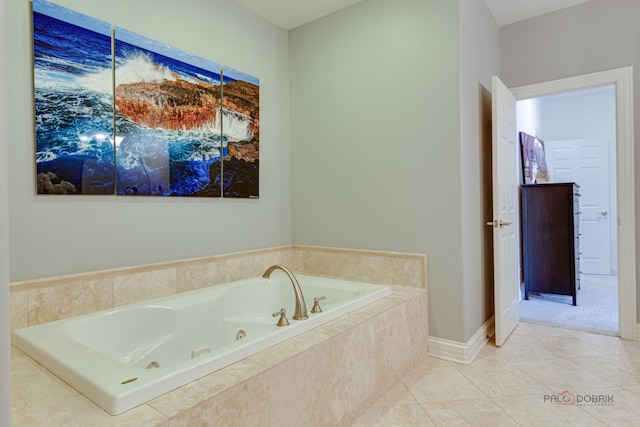 893 S Plum Grove Rd, Palatine, IL 60067 - bathroom featuring a tub with jets, tile patterned floors, and baseboards