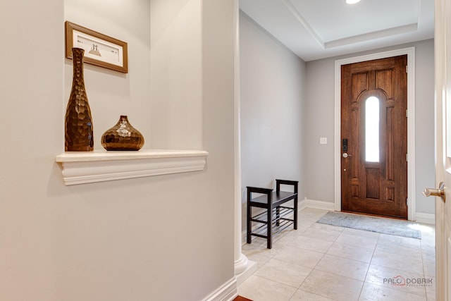 893 S Plum Grove Rd, Palatine, IL 60067 - foyer entrance with baseboards, tile patterned floors, and a raised ceiling