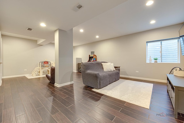 893 S Plum Grove Rd, Palatine, IL 60067 - sitting room featuring dark wood-style floors, recessed lighting, and baseboards