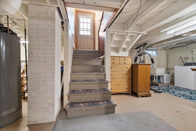 304 W Elm St, Fairbury, IL 61739 - staircase with water heater